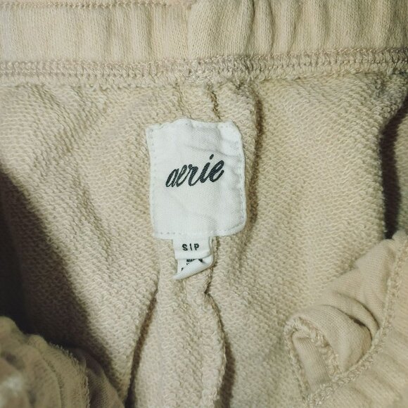 Aerie Womens Beige Terry Shorts Medium Rise S/P Cotton Blend - Picture 2 of 8